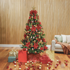 Kit Decoração Árvore de Natal Clássica Vermelha e Dourada 77 Peças com Bolas, Enfeites, Galhos, Fitas, Topo e Saia