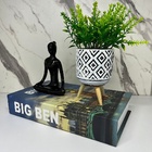 Kit Decoração Livro + Vaso Artesanal + Mulher Meditando