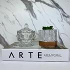 Kit Decoração Livro + Vaso Artesanal + Potiche De Cristal