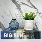 Kit Decoração Livro + Vaso De Cerâmica + Difusor De Vidro