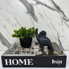 Kit Decoração Livro + Vaso Preto Cerâmico + Elefante Preto
