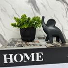 Kit Decoração Livro + Vaso Preto Cerâmico + Elefante Preto