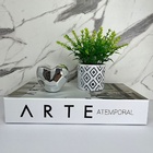 Kit Decoração Livro Arte + Vaso Artesanal + Coração Prata