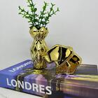 Kit Decoração Livro Azul + Vaso Cerâmico + Elefante Dourado