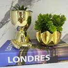 Kit Decoração Livro Azul + Vaso De Vidro + Vaso Bob Cerâmico