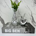 Kit Decoração Livro Big Ben + Vaso Cerâmico + Coração Prata