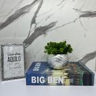 Kit Decoração Livro Big Ben + Vaso Prata + Porta Retrato