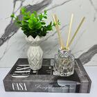 Kit Decoração Livro Casa + Vaso Branco + Difusor De Vidro