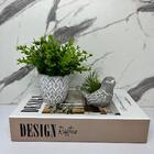 Kit Decoração Livro Design + Vaso Artesanal + Pássaro Cinza