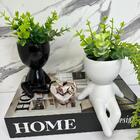 Kit Decoração Livro Home + Coração Rose + 2 Vaso Bob