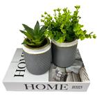 Kit Decoração Livro Home + Dois Vasos De Cimento Artesanal