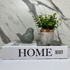 Kit Decoração Livro Home + Vaso Artesanal + Pássaro Cinza