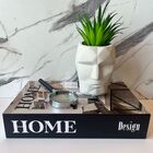 Kit Decoração Livro Home + Vaso Escultura Rosto + Lupa