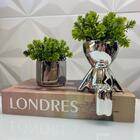 Kit Decoração Livro Londres + Vaso Prata + Vaso Bob Prata