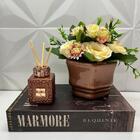 Kit Decoração Livro Marmore + Vaso Cerâmico + Difusor Vidro