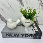 Kit Decoração Livro New York + Vaso Coração + Pássaro Branco