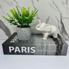 Kit Decoração Livro Paris + Vaso Artesanal + Elefante Branco
