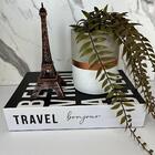 Kit Decoração Livro Travel + Vaso Artesanal + Torre Eiffel