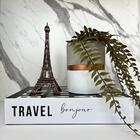 Kit Decoração Livro Travel + Vaso Artesanal + Torre Eiffel