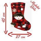 Kit Decoração Natal Bota Meia Xadrez Papai Noel Boneco De Nev