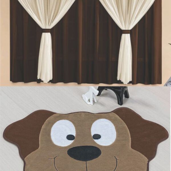 Kit Decoração P/ Quarto De Criança = Cortina Filó + Tapete Pe