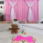 Kit Decoração P/ Quarto De Menina = Cortina Malha Jessica + T