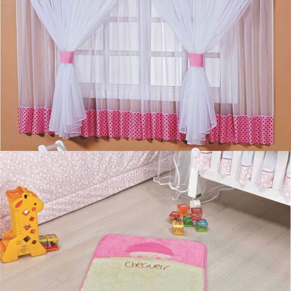 Kit Decoração P/ Quarto De Menina = Cortina Sonho + Tapete Pe