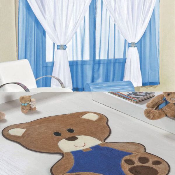 Kit Decoração P/ Quarto De Menino = Cortina Juvenil + Tapete