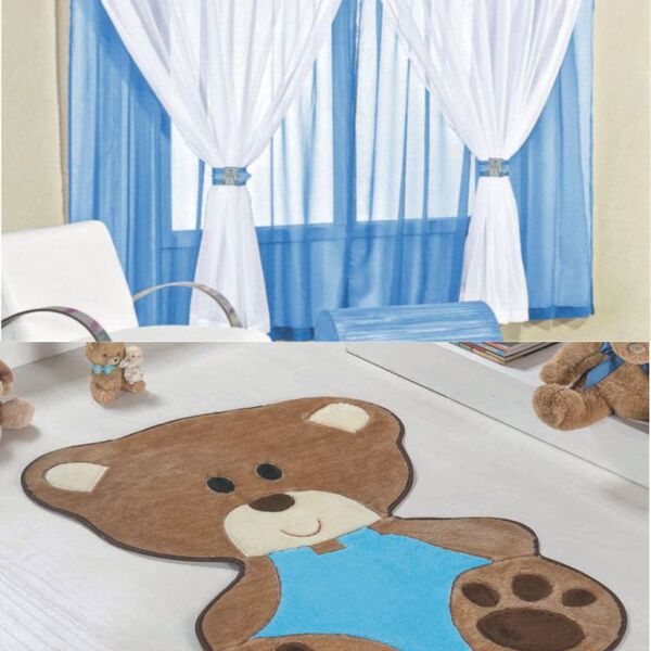 Kit Decoração P/ Quarto De Menino = Cortina Juvenil + Tapete
