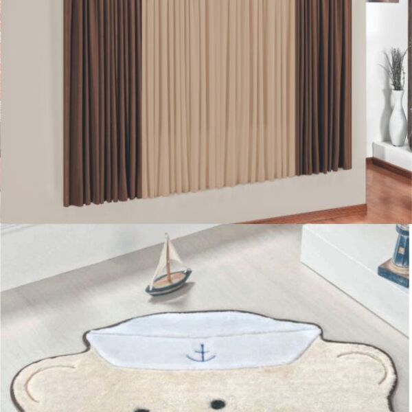 Kit Decoração P/ Quarto De Menino = Cortina Paris + Tapete Pe