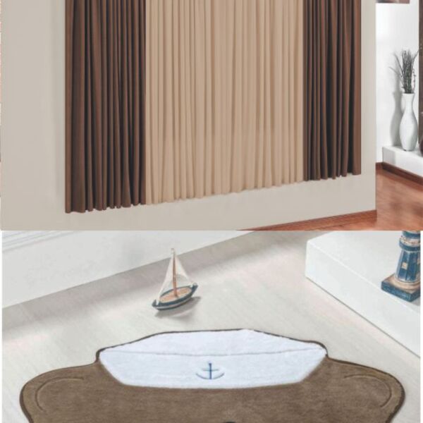 Kit Decoração P/ Quarto De Menino = Cortina Paris + Tapete Pe