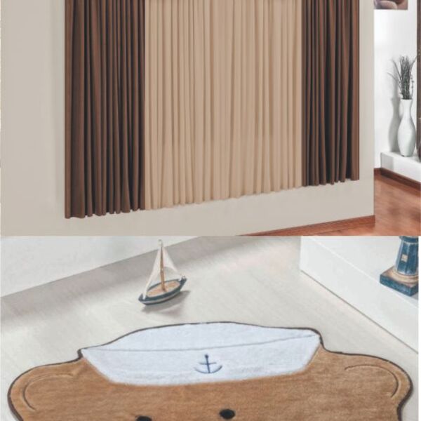 Kit Decoração P/ Quarto De Menino = Cortina Paris + Tapete Pe