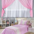 Kit Decoração Para Quarto De Menina = Cortina Voal + Cobre Le