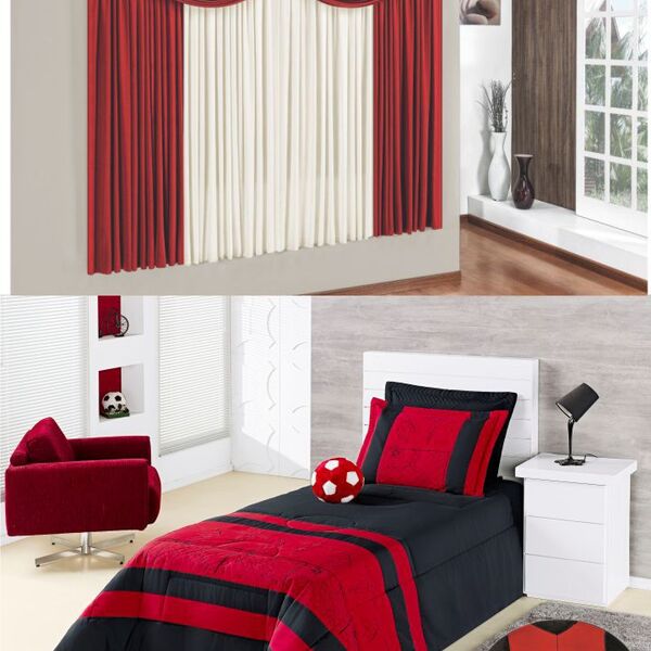 Kit Decoração Para Quarto De Menino Futebol 5 Peças - Vermelho