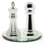 Kit Decoração Peça De Xadrez Rei E Peão Porcelana Bandeja