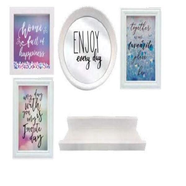 Kit Decoracao Prateleira Espelho Quadro E Porta Retrato De Pa