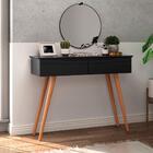 Kit Decoração Sala Estar Aparador Outlet Preto 2 Gavetas Pés