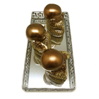 Kit Decoração Trio Budas Dourados Na Bandeja Espelhada 10 Cm