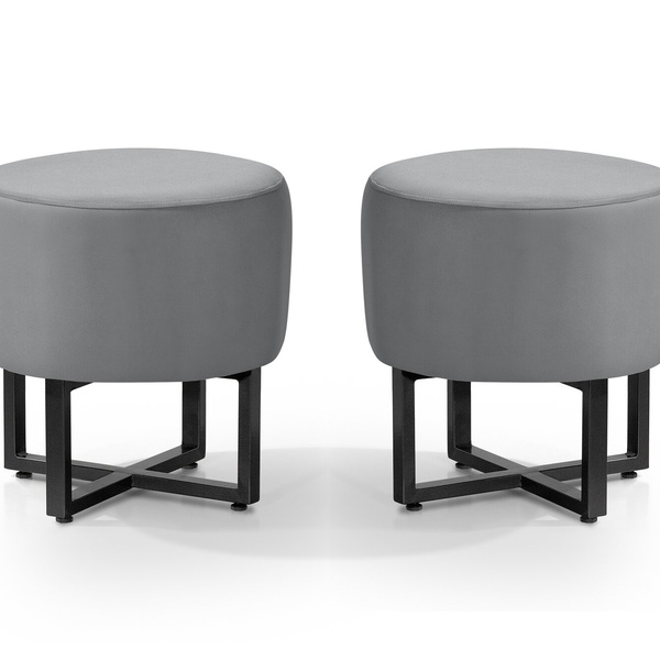 Kit Decorativo 2 Banquinho Para Sala De Estar Apoio Para Pés