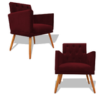 Kit Decorativo 2 Poltrona Nina Retro Pés Palito Suede Vermelh