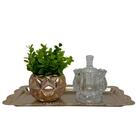 Kit Decorativo Bandeja Dourada, Potiche De Cristal E Vaso 3d