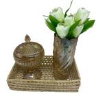 Kit Decorativo Bandeja, Vaso Grande E Potiche Âmbar Luxo