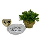 Kit Decorativo Coração 3d, Pratinho Lua Porta Biju E Vaso