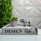 Kit Decorativo Livro Design + Vaso Cinza + Elefante Prata