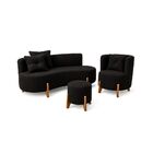 Kit Decorativo Sofá Curvo Orgânico + 01 Puff E Poltrona Luna