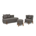 Kit Decorativo Sofá Curvo Orgânico + 01 Puff E Poltrona Luna