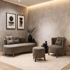 Kit Decorativo Sofá Curvo Orgânico + 01 Puff E Poltrona Luna