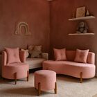 Kit Decorativo Sofá Curvo Orgânico + 01 Puff E Poltrona Luna