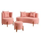 Kit Decorativo Sofá Curvo Orgânico + 01 Puff E Poltrona Luna