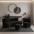 Kit Decorativo Sofá Curvo Orgânico + 01 Puff E Poltrona Luna